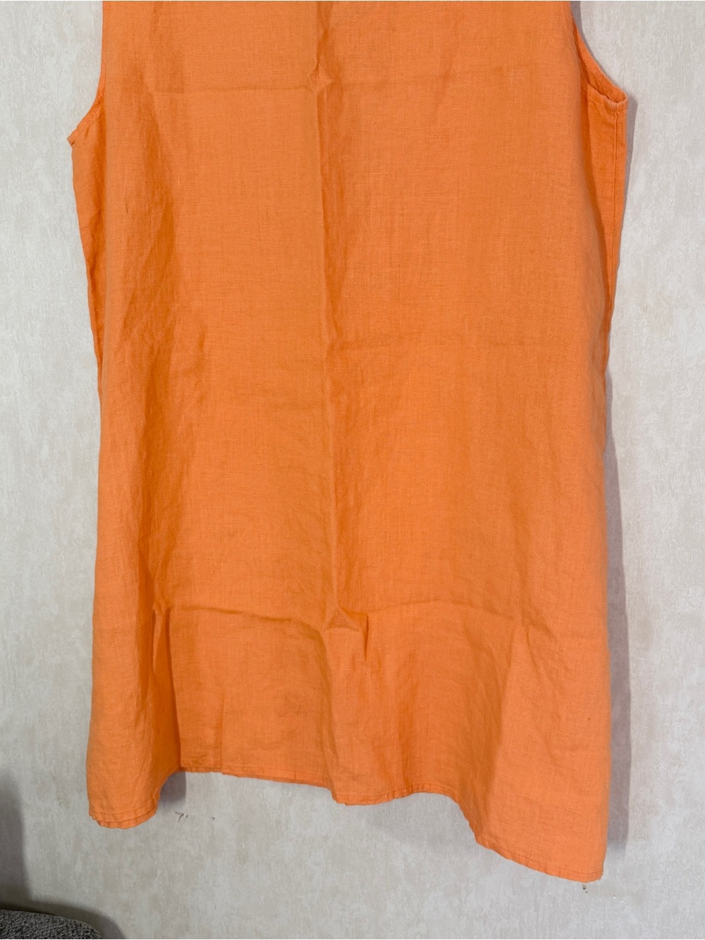 FLAX Women’s 100% Linen Sleeveless A-Line Dress Lagenlook in Apricot Orange L - Picture 8 of 12